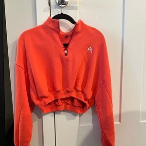 ONER Active Coral Quarter-Zip Cropped Sweatshirt